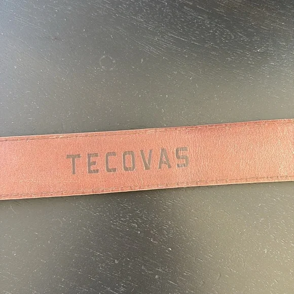 Tecovas ostrich Brown Leather Belt with Brass Buckle - Picture 10 of 16